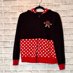 Disney parks Black and Red Minnie Mouse Hoodie with bow and ears on hood child L